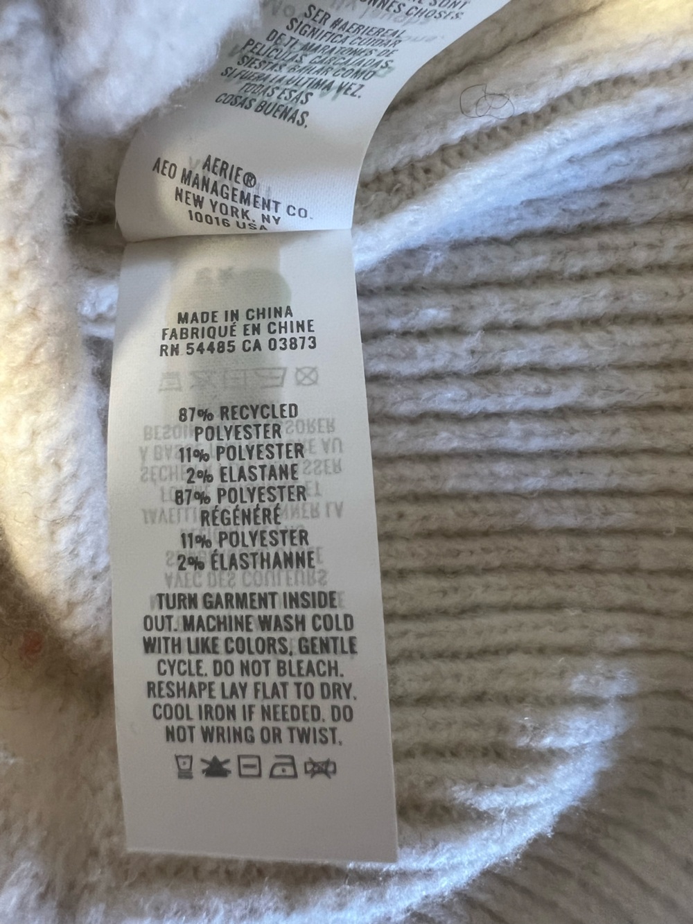 aerie Cream Striped Cowl-Neck Sweater with Pastel Accents | Oversized - Picture 4 of 7